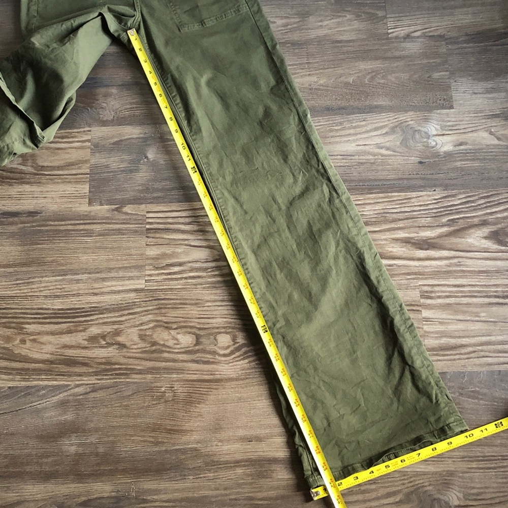 Veronica Beard Crosbie Wide Leg High Rise Pants Army Green 26 Flaw - Picture 14 of 15